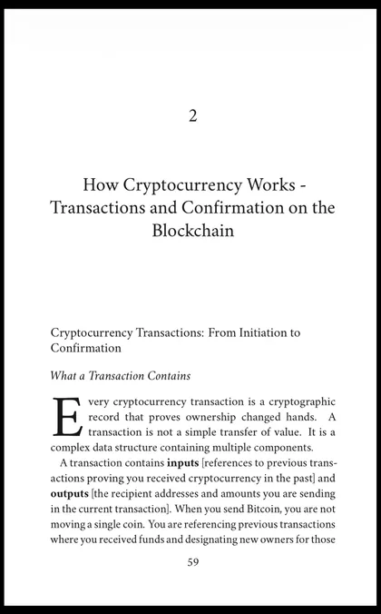 Opening page of Chapter 2 of Cryptocurrencies: How Cryptocurrency Works - Transactions and Confirmation on the Blockchain