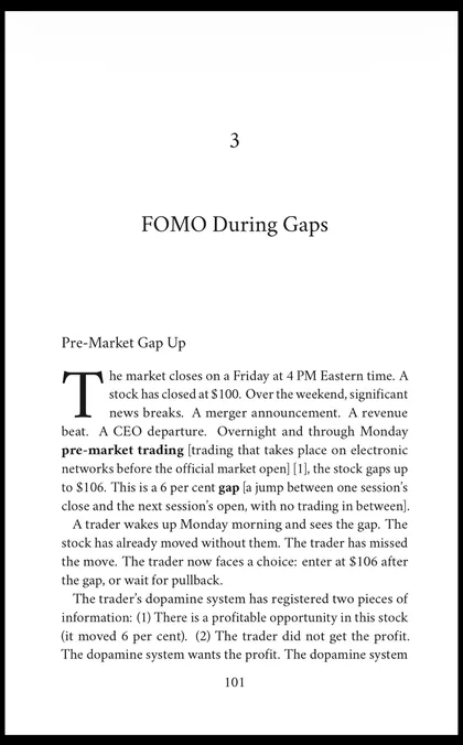 Opening page of Chapter 3 of Neurochemistry & Market Behaviour: FOMO During Gaps